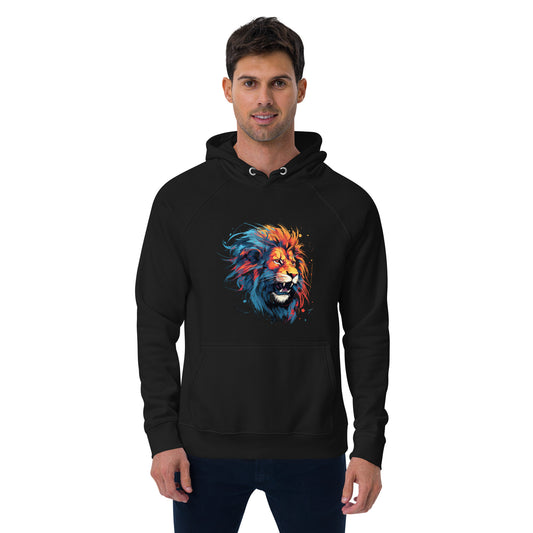 Roaring Brushstrokes - Men's Lion Line Art Hoodie